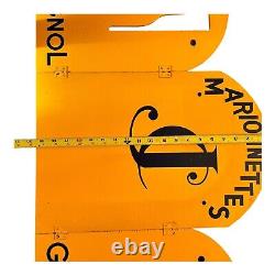 Vintage GUIGNOL JC Marionettes Display Advertising Wooden Sign Yellow Black