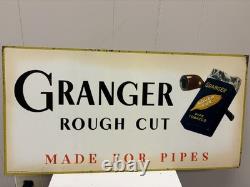 Vintage Granger Rough Cut Tobacco Pipe Store Display Sign Tin Metal-23.5