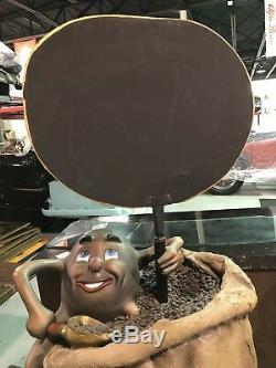 Vintage HUGE Quality Coffee STORE DISPLAY Beans & Bags Statue SIGN Deli Promo