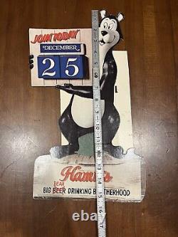 Vintage Hamm's Easel Back Countertop Calendar Display Sign Cardboard Bear Promo