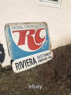 Vintage Heavy Metal Store Display Sign Advertising RC Royal Crown Cola Soda