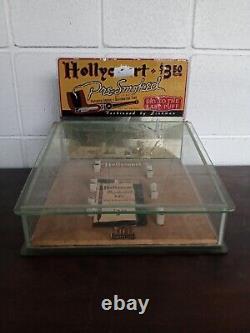 Vintage Hollycourt Glass Display case Advertising sign Pipe bottom glass issue