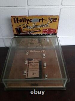 Vintage Hollycourt Glass Display case Advertising sign Pipe bottom glass issue