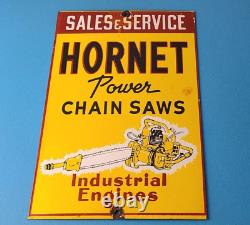 Vintage Hornet Chainsaw Sign Porcelain Store Display Advertising Gas Sign