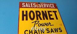 Vintage Hornet Chainsaw Sign Porcelain Store Display Advertising Gas Sign