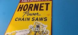 Vintage Hornet Chainsaw Sign Porcelain Store Display Advertising Gas Sign