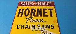 Vintage Hornet Chainsaw Sign Porcelain Store Display Advertising Gas Sign