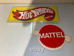 Vintage Hot Wheels Store Display Sign 1970s, 80s with Bonus Mattel Sign