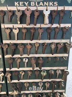 Vintage ILCO Metal Key Display Sign (2)Hardware Store Cabinet 100s of Uncut Key