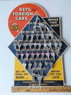 Vintage Ilco Foreign Car Keys Display Dealer Store Rack Sign