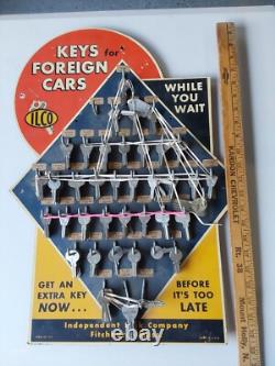 Vintage Ilco Foreign Car Keys Display Dealer Store Rack Sign