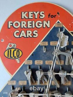 Vintage Ilco Foreign Car Keys Display Dealer Store Rack Sign