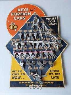 Vintage Ilco Foreign Car Keys Display Dealer Store Rack Sign