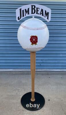 Vintage JIM BEAM BASEBALL & BAT LARGE LIQUOR STORE DISPLAY Approx 5 Feet Tall