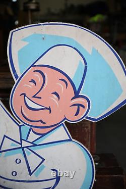 Vintage Japanese Sushi Bar Chef Hat wood sign store display hand painted man