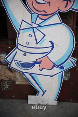 Vintage Japanese Sushi Bar Chef Hat wood sign store display hand painted man