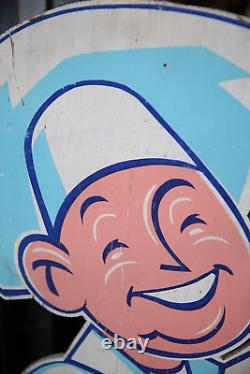 Vintage Japanese Sushi Bar Chef Hat wood sign store display hand painted man