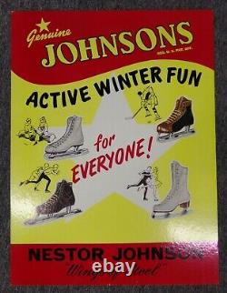 Vintage Johnsons Ice Skates Hockey Store Display Sign