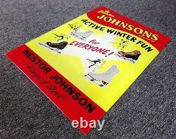 Vintage Johnsons Ice Skates Hockey Store Display Sign