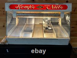 Vintage KEMP'S NUTS Countertop Movie Theater Display Case, Lighted Sign, MAINE