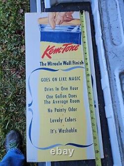 Vintage Kem Tone Paint Sign Brush Wall Cardboard Easel Dealer Store Display