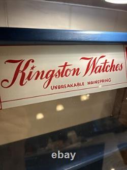 Vintage Kingston Watches Countertop Display Case Sign County Store Rare