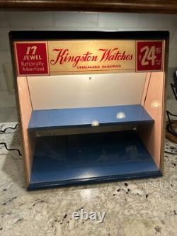 Vintage Kingston Watches Countertop Display Case Sign County Store Rare