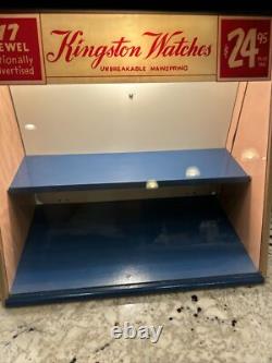 Vintage Kingston Watches Countertop Display Case Sign County Store Rare