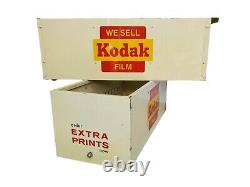 Vintage Kodak Film Metal Box Crate Photo Print Holder Yellow Steel Advertising