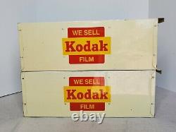 Vintage Kodak Film Metal Box Crate Photo Print Holder Yellow Steel Advertising