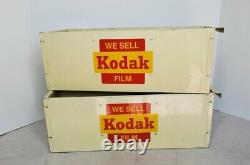 Vintage Kodak Film Metal Box Crate Photo Print Holder Yellow Steel Advertising
