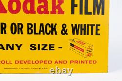 Vintage Kodak Free Film Camera Store Advertising Sign 23X12 Inches On Board RARE