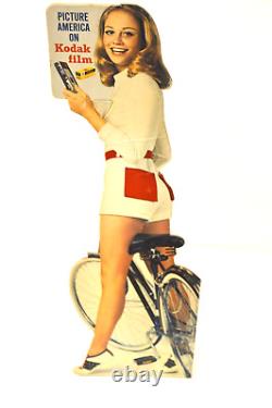 Vintage Kodak Store Display Bicycle Girl Advertising Stand Up 18 A6-892