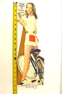 Vintage Kodak Store Display Bicycle Girl Advertising Stand Up 18 A6-892