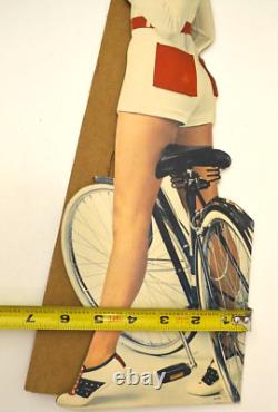 Vintage Kodak Store Display Bicycle Girl Advertising Stand Up 18 A6-892