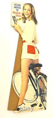 Vintage Kodak Store Display Bicycle Girl Advertising Stand Up 18 A6-892