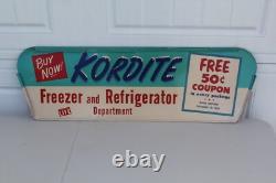 Vintage Kordite Metal Rack Topper Sign Freezer Bags Double Sided 29 x 9.25