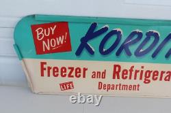 Vintage Kordite Metal Rack Topper Sign Freezer Bags Double Sided 29 x 9.25