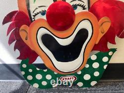 Vintage Kraft Clown Advertising Sign Store Display Circus Carnival Art