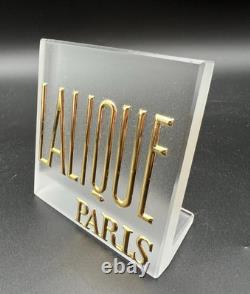 Vintage Lalique (France) LALIQUE PARIS Frosted Dealer Display Sign/Plaque