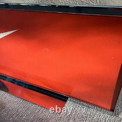 Vintage Large Nike Store Display Advertising Sign Metal 2 Sided Stand Rare 50x14