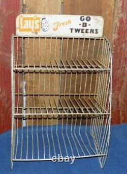 Vintage Lay's Go B Tweens Rack Store Metal Display Three Tier Sign Potato Chips