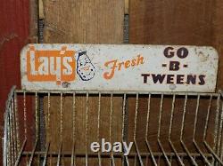 Vintage Lay's Go B Tweens Rack Store Metal Display Three Tier Sign Potato Chips