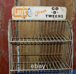 Vintage Lay's Go B Tweens Rack Store Metal Display Three Tier Sign Potato Chips