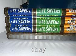 Vintage Life Savers 7 Flavor Metal Tin Candy Rack Store Display Sign Advertising