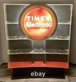 Vintage Lighted Timex Electric Watches Store Counter Display Plastic Shelf