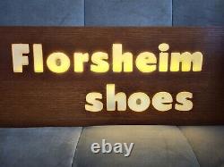 Vintage Lighted Wood Florsheim Shoe Sign. Lights work on display Rare