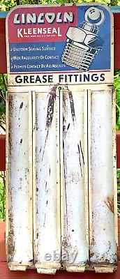 Vintage Lincoln Grease Fittings Gas Station Metal Store Display Sign oil Cans