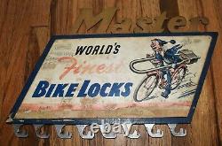 Vintage MASTER BIKE BICYCLE LOCKS Advertising Display Rack SIGN