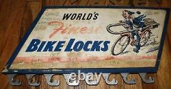 Vintage MASTER BIKE BICYCLE LOCKS Advertising Display Rack SIGN